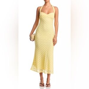 Bloomingdale's Yellow Lace Maxi Dress